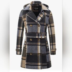 Plaid Double-Breasted Women's Coat